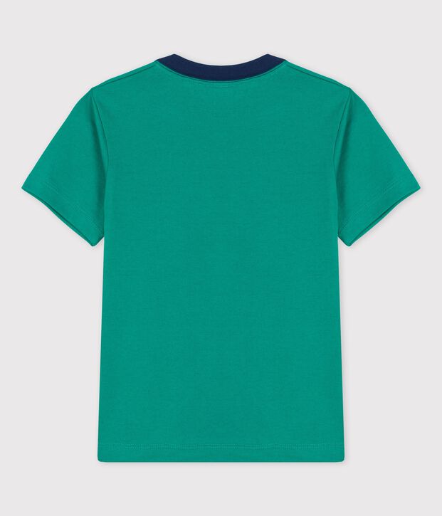 Camiseta de manga corta de algod&oacute;n de ni&ntilde;o verde