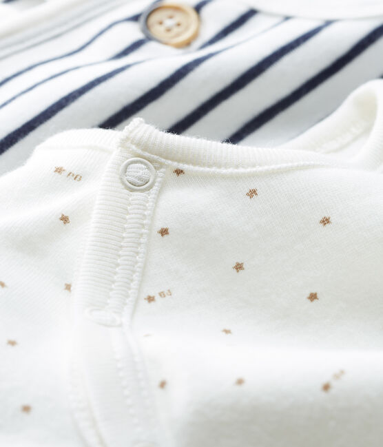 Conjunto para bebé de dos piezas de punto blanco MARSHMALLOW/azul SMOKING