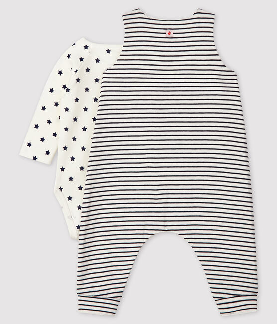 Conjunto de 2 piezas para bebé de túbico blanco MARSHMALLOW/azul SMOKING