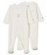 Juego de 2 pijamas blancos de terciopelo para bebé
