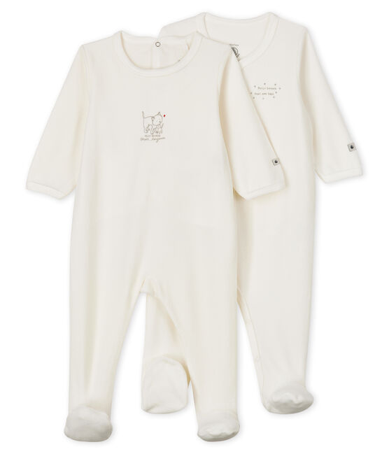 Juego de 2 pijamas blancos de terciopelo para bebé variante 1