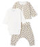 Conjunto de tres piezas para bebé niño de lana y algodón beige MONTELIMAR/blanco MULTICO