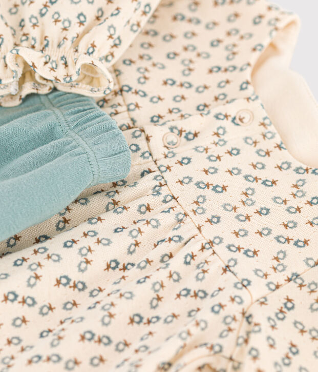 Vestido de t&uacute;bico y leggings de beb&eacute; crudo/multicolor