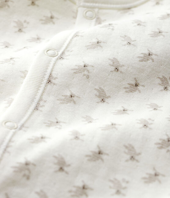 Mono estampado con conejitos de algodón ecológico para bebé blanco MARSHMALLOW/blanco MULTICO