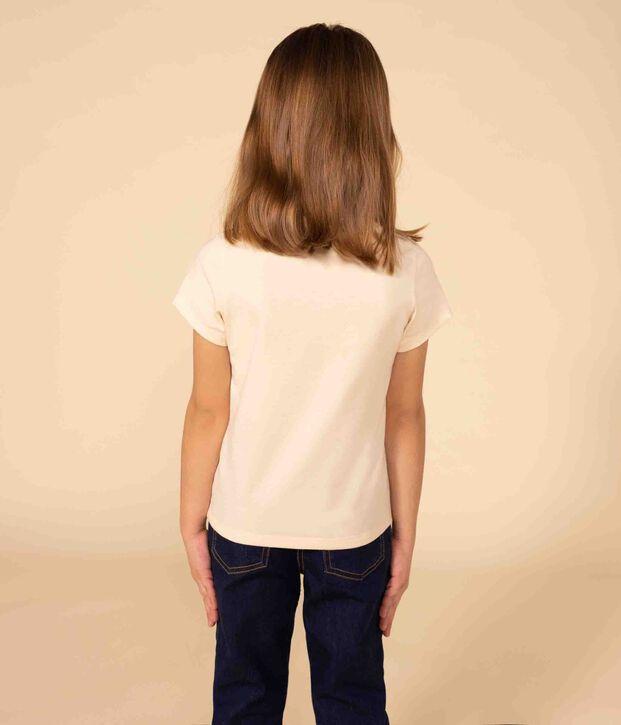 Camiseta de algod&oacute;n de manga corta para ni&ntilde;a crudo
