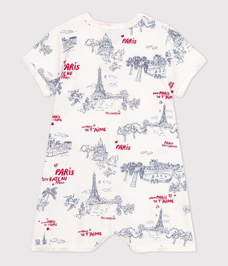 Mono corto de algod&oacute;n con motivo de Par&iacute;s para beb&eacute; blanco MARSHMALLOW/blanco MULTICO