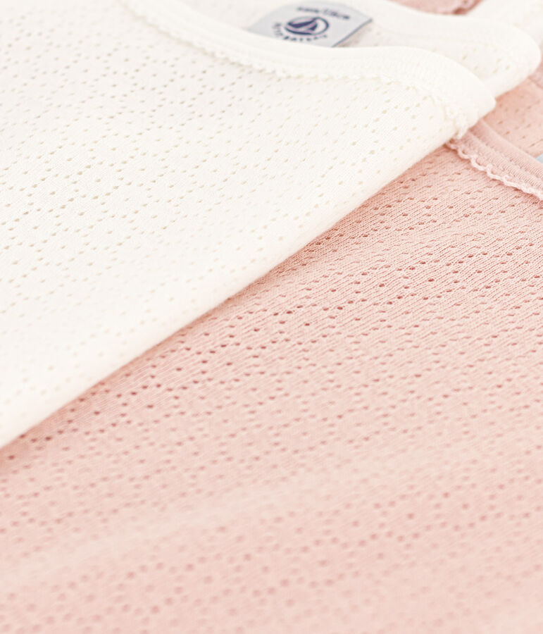 Juego de 2 camisetas de tirantes lisas de algod&oacute;n calado para ni&ntilde;a multicolor