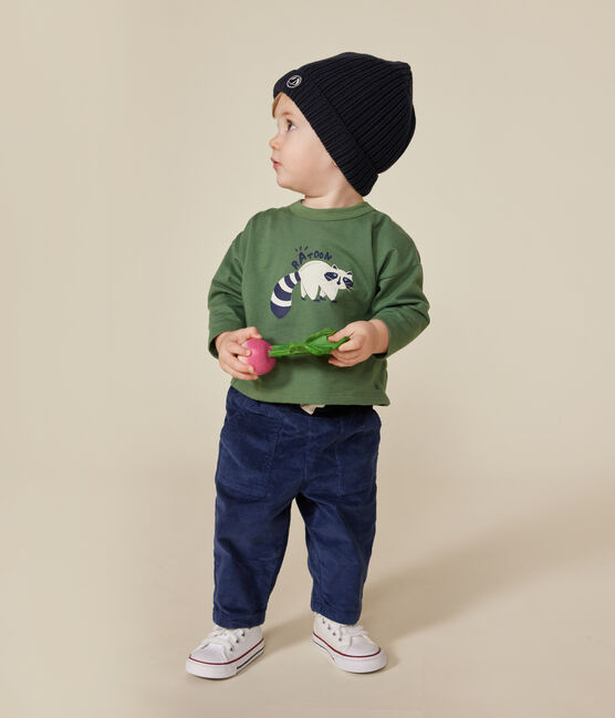 Camiseta de manga larga de punto fino para bebé verde PALMERAIE