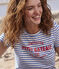 La camiseta RECTA de algodón con cuello redondo para mujer blanco MARSHMALLOW/azul PERSE