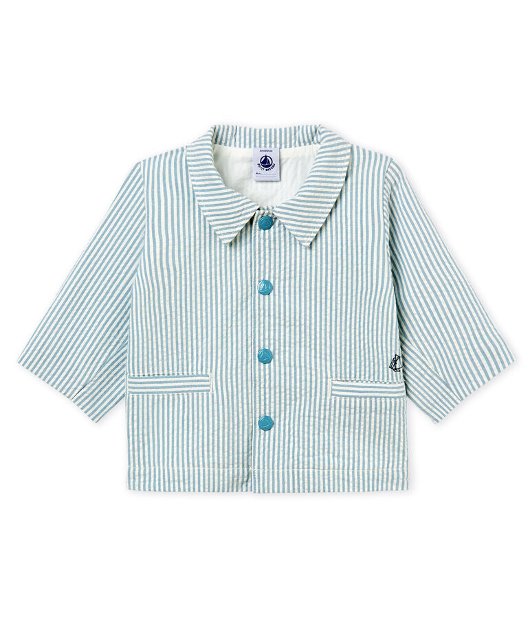 Chaqueta de rayas para beb&eacute; ni&ntilde;o azul FONTAINE/blanco MARSHMALLOW