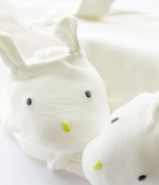 Juego de gorro y patucos para bebé de túbico de algodón orgánico con detalle de conejo variante 1