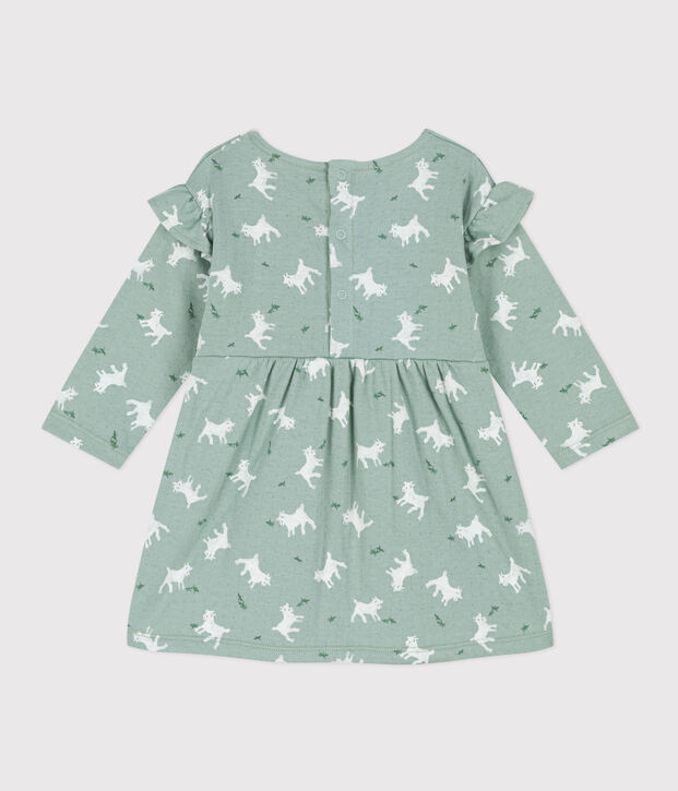 Vestido de manga larga estampado de t&uacute;bico para beb&eacute; verde/multicolor