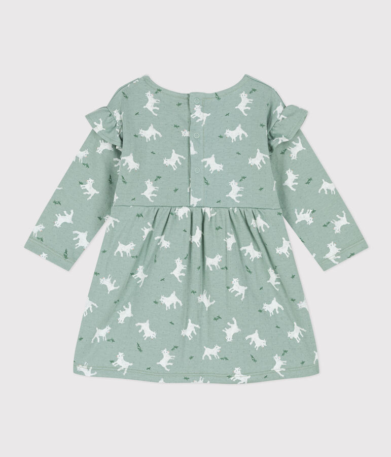 Vestido de manga larga estampado de t&uacute;bico para beb&eacute; verde/multicolor