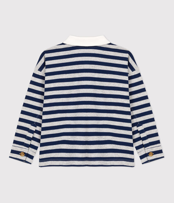 Polo de manga larga a rayas de algodón de niño azul MEDIEVAL/ FUMEE