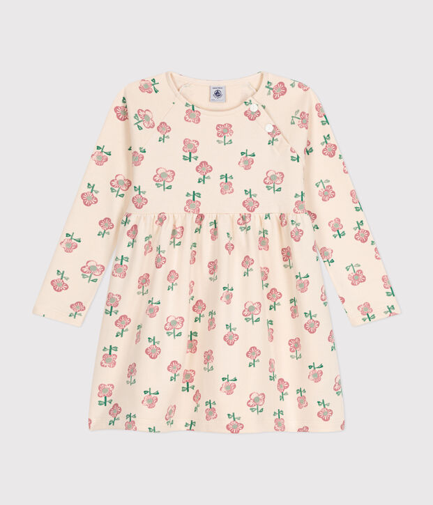 Vestido de manga larga de felpa para ni&ntilde;a crudo/multicolor