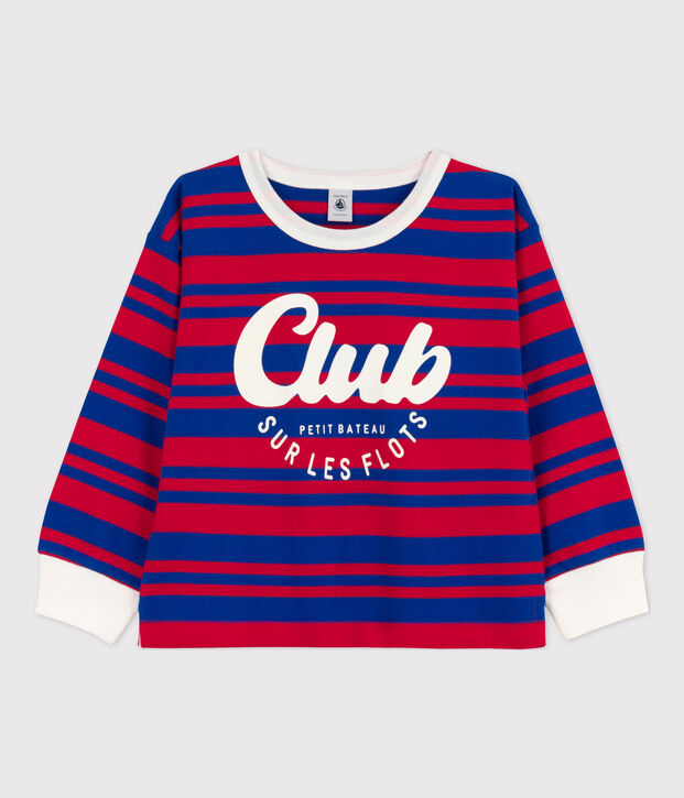 Camiseta de manga larga a rayas para ni&ntilde;o azul/rojo