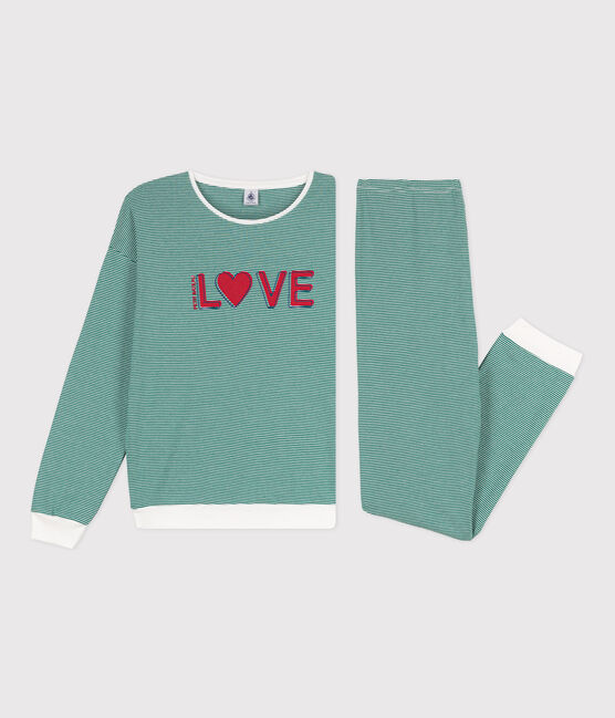 Pijama milrayas de algodón de mujer EVERGREEN/ MARSHMALLOW