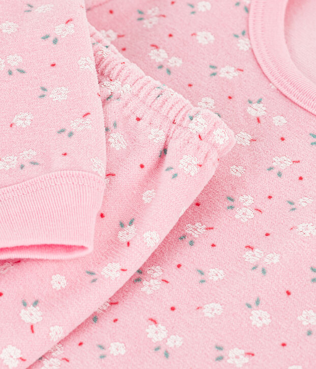 Pijama infantil de terciopelo con estampado rosa/multicolor