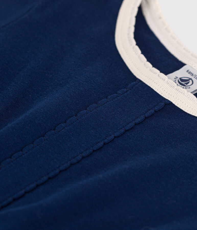 Vestido de manga corta de algod&oacute;n para ni&ntilde;a azul