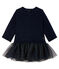 Vestido bimaterial de manga larga para bebé niña azul SMOKING