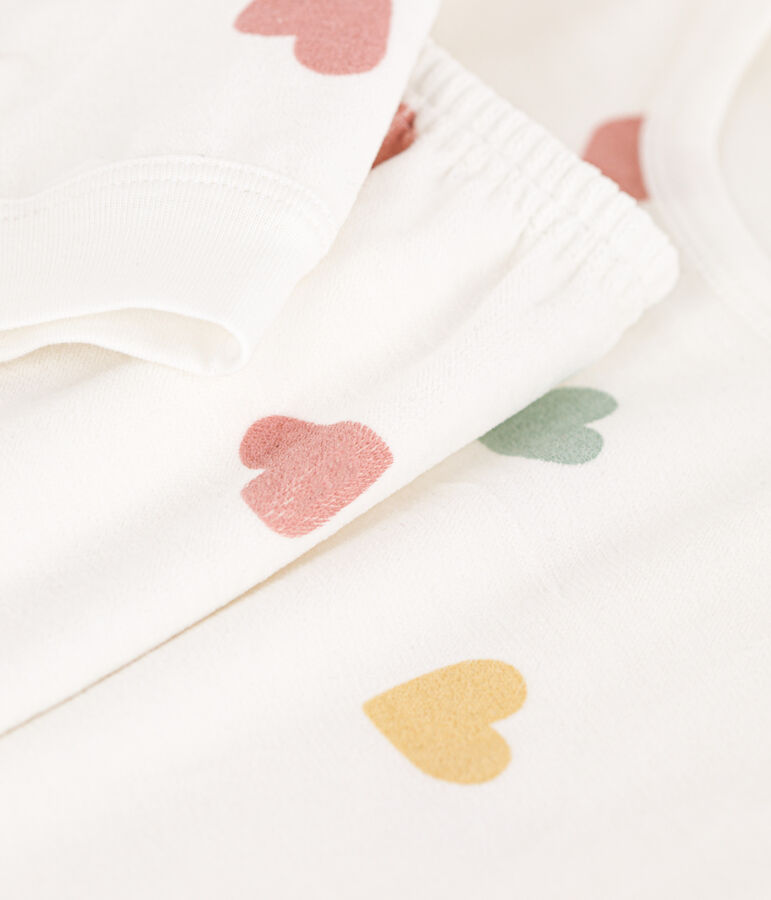 Pijama de terciopelo con coraz&oacute;n para ni&ntilde;a blanco/multicolor