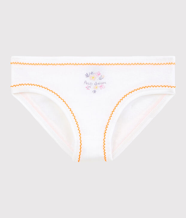 Braguita de ni&ntilde;a de algod&oacute;n blanco/ORANGE
