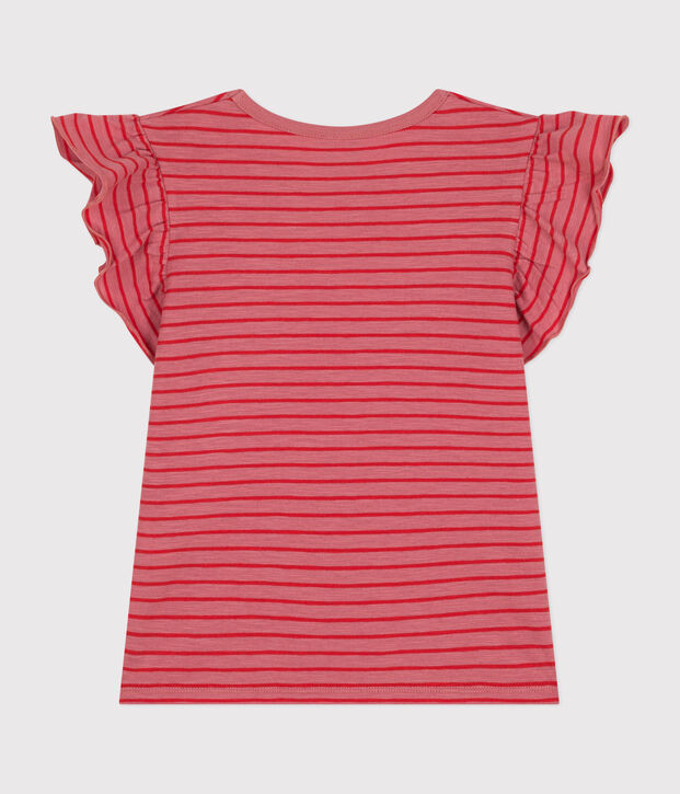 Camiseta de manga corta de punto para ni&ntilde;a rosa/rojo