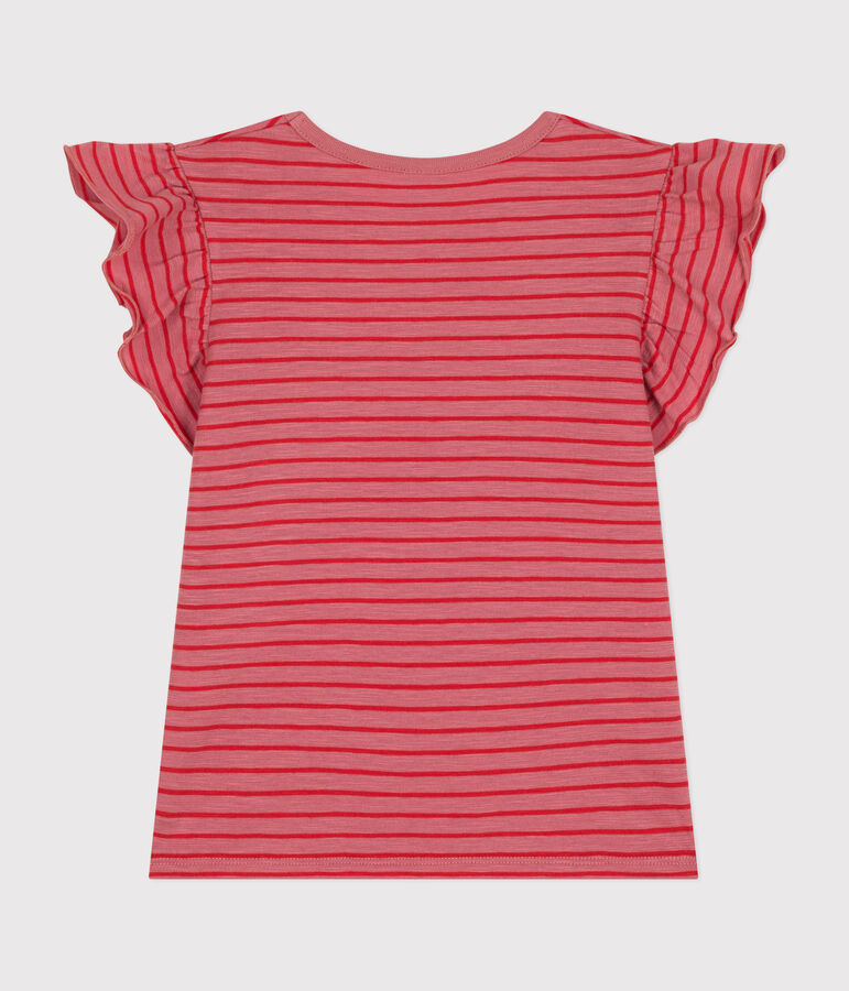 Camiseta de manga corta de punto para ni&ntilde;a rosa/rojo