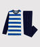 Pijama a rayas de niño de terciopelo azul SMOKING/blanco MULTICO