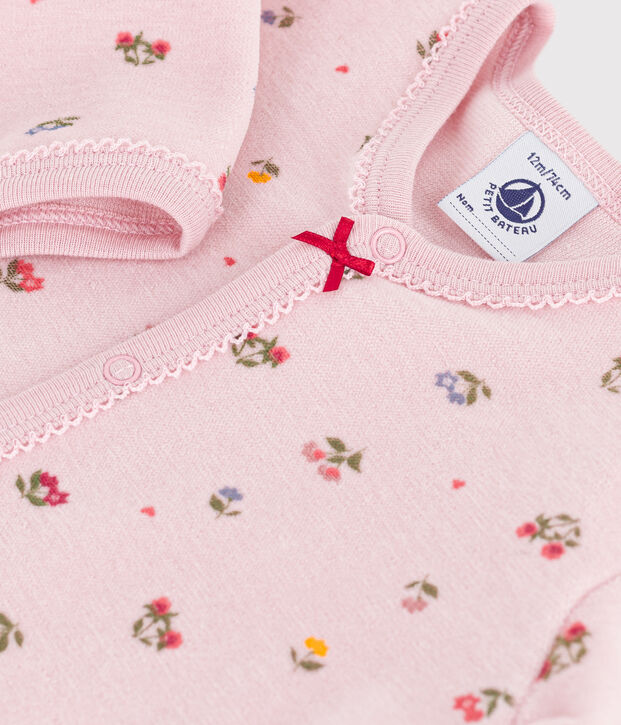 Pijama de terciopelo con estampado de flores para beb&eacute; rosa/multicolor