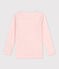 Camiseta de manga larga milrayas de niña de lana y algodón rosa CHARME/blanco MARSHMALLOW