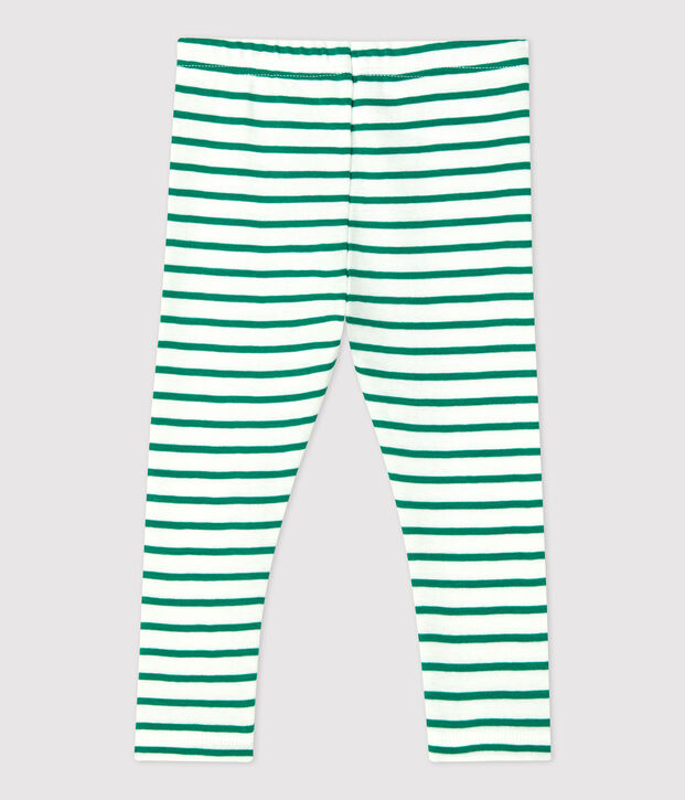 Leggings de algod&oacute;n de beb&eacute;. blanco/verde
