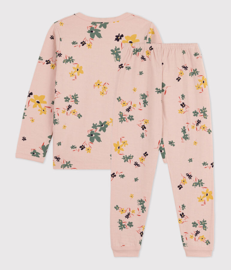 Pijama de t&uacute;bico con flor para ni&ntilde;a rosa SALINE/blanco MULTICO
