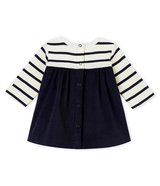 Vestido icónico para bebé niña beige COQUILLE/azul ABYSSE