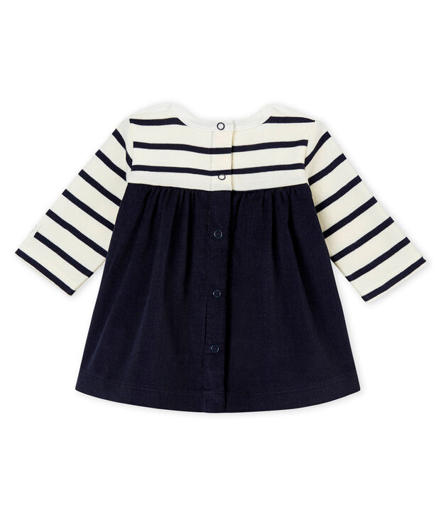 Vestido ic&oacute;nico para beb&eacute; ni&ntilde;a blanco/azul