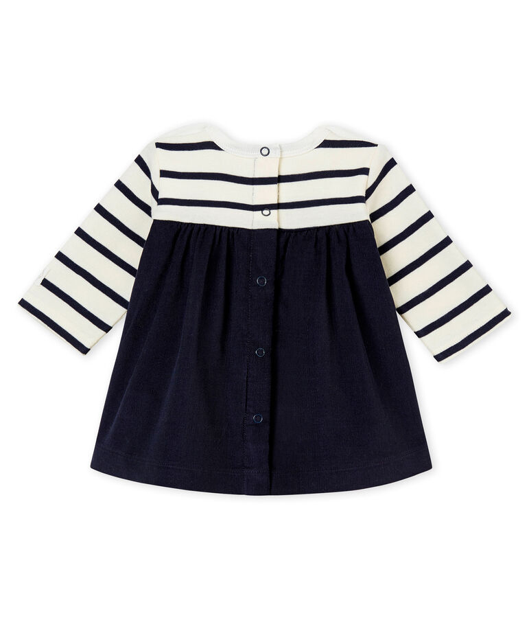 Vestido ic&oacute;nico para beb&eacute; ni&ntilde;a blanco/azul