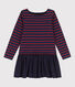 Vestido a rayas de algodón grueso y gasa de algodón de niña