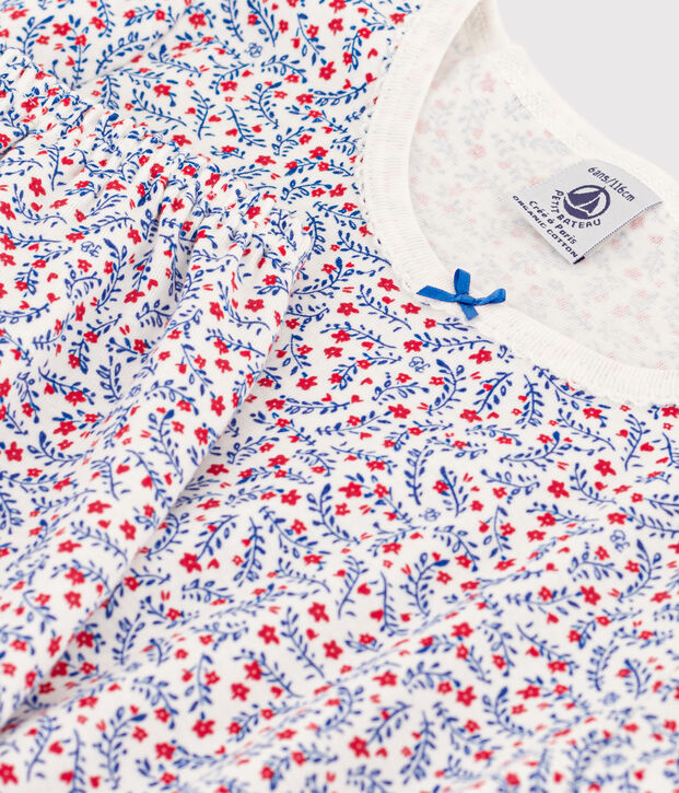 Pijama corto de algod&oacute;n con flores para ni&ntilde;a blanco/multicolor