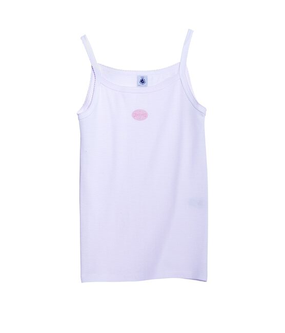 Camiseta de tirantes mil rayas de niña rosa VIENNE/blanco ECUME