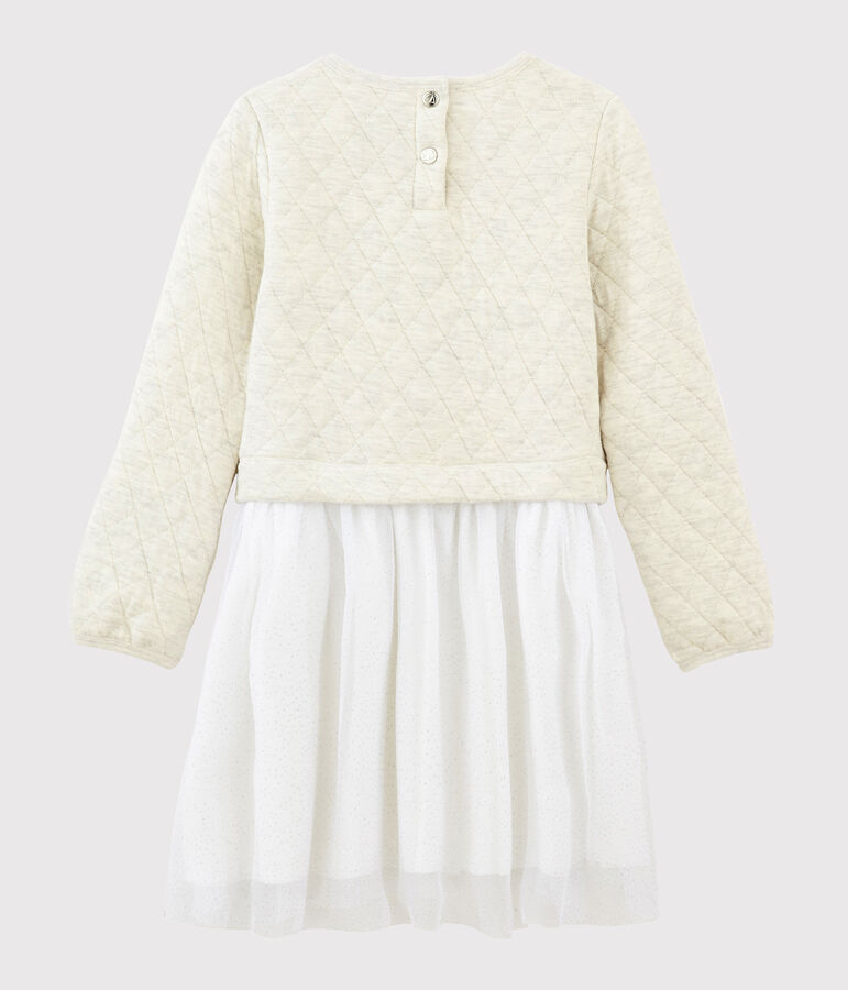 Vestido de manga larga infantil para ni&ntilde;a beige