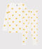 Pijama con estampado de colores amarillas de niña/niño de túbico de algodón orgánico blanco MARSHMALLOW/amarillo OCRE