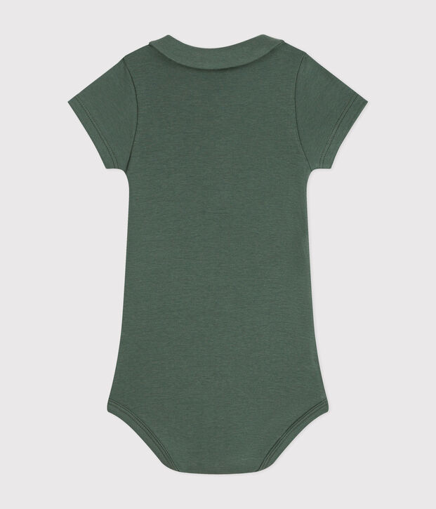 Body de algod&oacute;n de manga corta con cuello claudine para beb&eacute; verde
