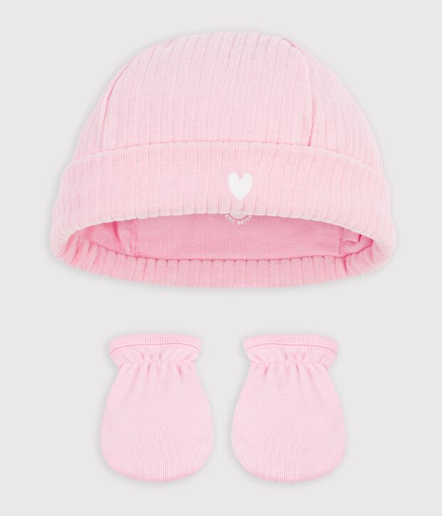 Juego de gorro y manoplas de algod&oacute;n para beb&eacute; multicolor