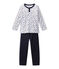 Pijama con cuello tunecino para niño azul SMOKING/blanco ECUME/ MULTICO