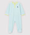 Pijama enterizo de rayas azules de terciopelo de bebé blanco MARSHMALLOW/azul TIKI