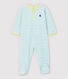Pijama enterizo de rayas azules de terciopelo de bebé