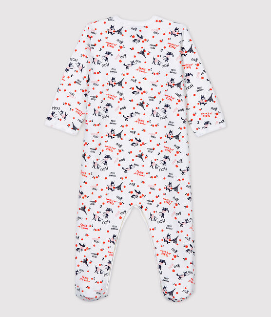 Pelele de bebé de París de muletón de algodón orgánico blanco MARSHMALLOW/blanco MULTICO