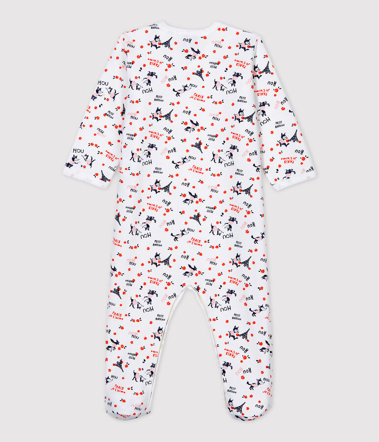 Pelele de beb&eacute; de Par&iacute;s de mulet&oacute;n de algod&oacute;n org&aacute;nico blanco/multicolor