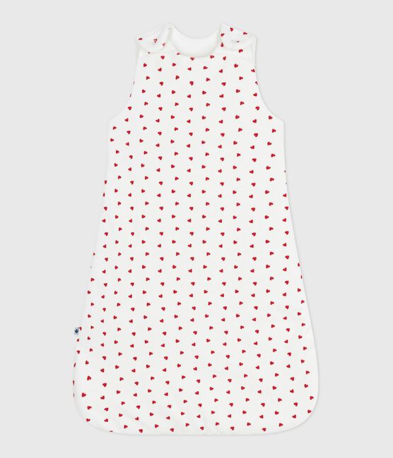 Saco de terciopelo para bebé con estampado de corazones TOG 3 blanco MARSHMALLOW/rojo TERKUIT