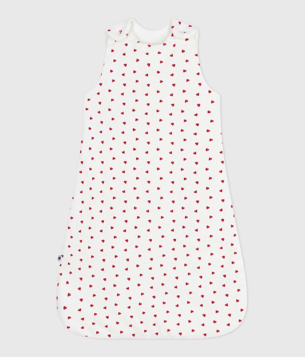 Saco de terciopelo para beb&eacute; con estampado de corazones TOG 3 blanco/rojo